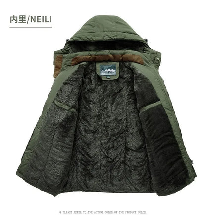 Nouveau hiver hommes Parkas à capuche décontracté longues doudoune polaire chaud outillage vestes bonne qualité mâle extérieur manteaux d'hiver taille 5
