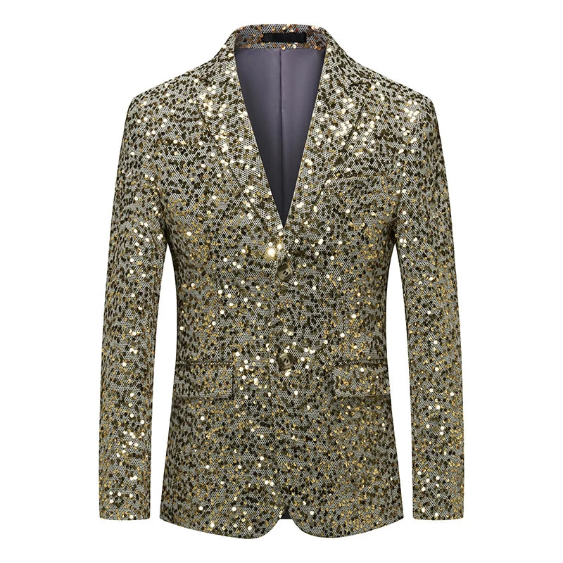 Veste à paillettes pour hommes, blazer à sequins imbibés d'or et d'argent, mode d'affaires, manteau unique, coupe couvertes, robe de soirée de Rh, printemps, automne, nouveau
