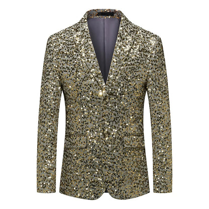 Veste à paillettes pour hommes, blazer à sequins imbibés d'or et d'argent, mode d'affaires, manteau unique, coupe couvertes, robe de soirée de Rh, printemps, automne, nouveau