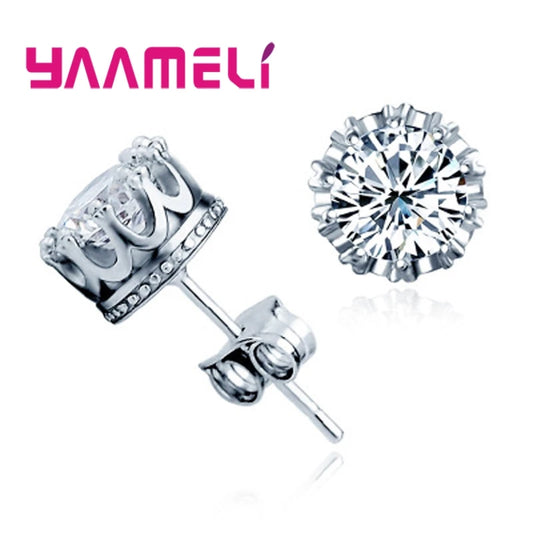 Boucles d'oreilles classiques en argent Sterling 925 pour hommes et femmes, accessoires en cristal CZ, Zircon cubique de qualité supérieure, bijoux