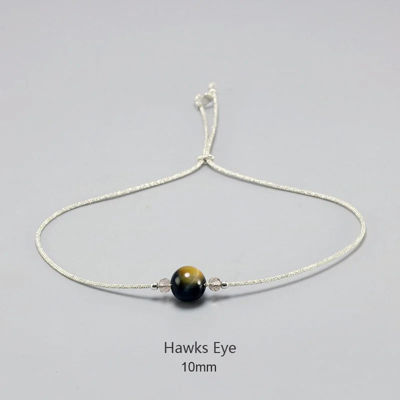 Bracelet en pierre de lune fait à la main, corde fine avec cristal naturel, perles en argent Sterling 925, Bracelets personnalisés pour femmes