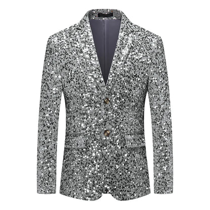 Veste à paillettes pour hommes, blazer à sequins imbibés d'or et d'argent, mode d'affaires, manteau unique, coupe couvertes, robe de soirée de Rh, printemps, automne, nouveau