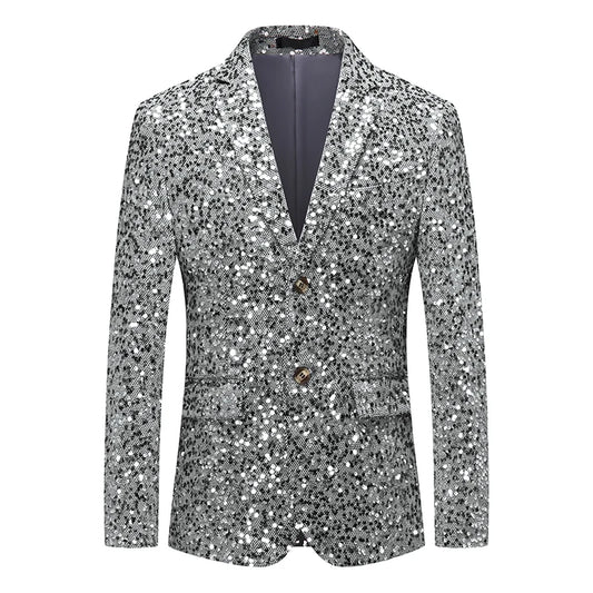 Veste à paillettes pour hommes, blazer à sequins imbibés d'or et d'argent, mode d'affaires, manteau unique, coupe couvertes, robe de soirée de Rh, printemps, automne, nouveau
