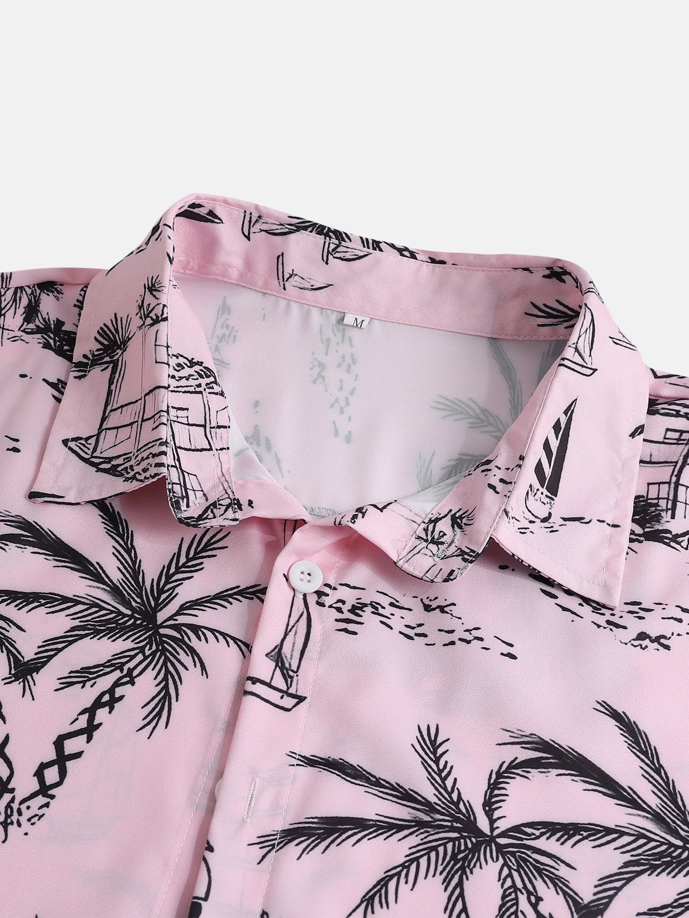 Chemise hawaïenne d'été à manches courtes pour hommes, motif de feuilles tropicales, boutonnée, revers