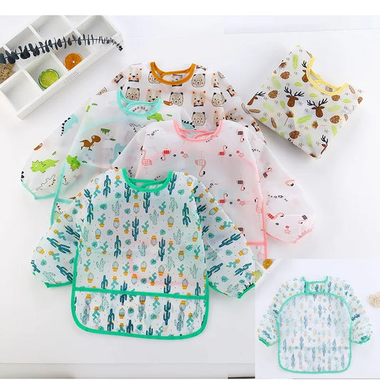 Nouveau bavoir bébé dessin animé enfant en bas âge imperméable à manches longues enfant tablier d'alimentation bébé mignon Art Smock vêtements bébé trucs pour 0-6 ans