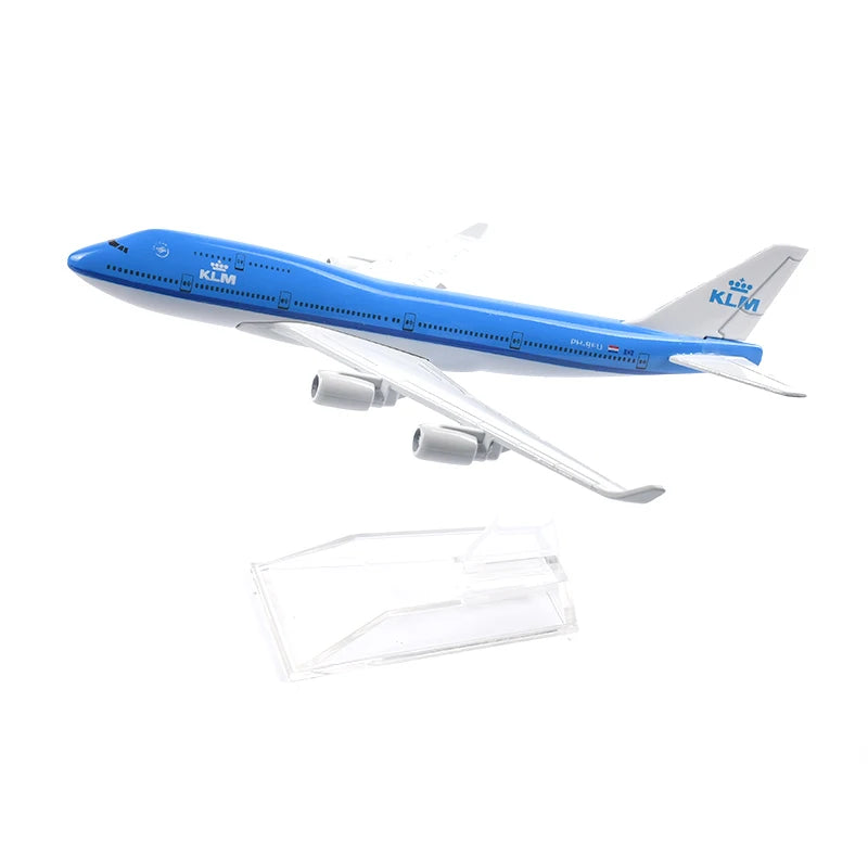 JASON TUTU 16 cm Boeing747 KLM Royal Dutch Airlines avion modèle d'avion en métal moulé sous pression 1/400 avions à l'échelle