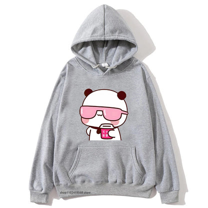 Sweat à capuche imprimé dessin animé Bubu Dudu pour hommes et femmes, sweats à capuche chauds, pull Kawaii, sweat Harajuku pour couple, sweat à capuche en polaire
