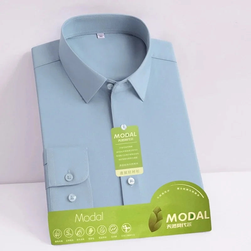 Chemise à Manches sulfAnti-déformable pour Homme, Coupe Cintrée, Blouse de Bureau Blanche, Nouvelle Collection, 5XL