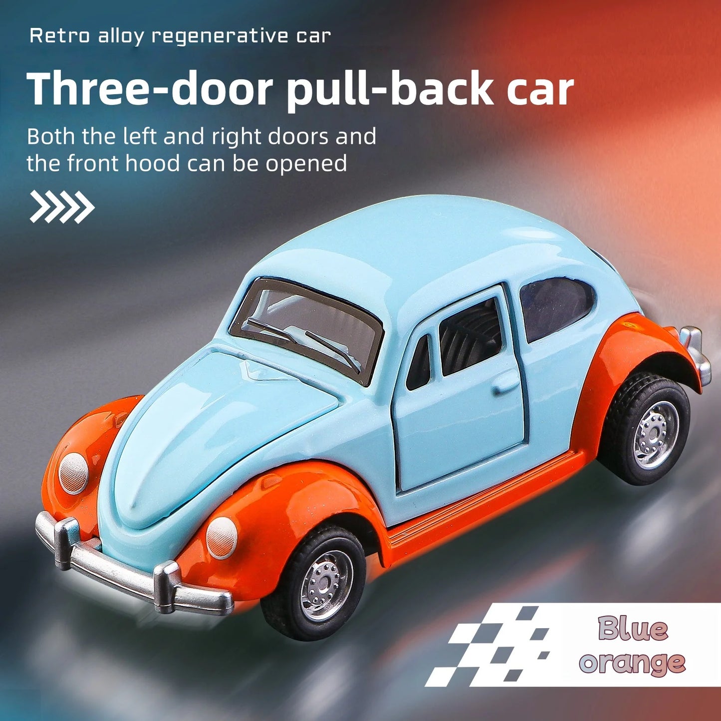 Modèle de voiture classique Beetle mini voiture en alliage à traction, trois portes peuvent être ouvertes à l'échelle 1:60, cadeaux pour garçons adultes et enfants