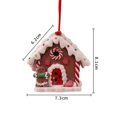 Thème de noël pendentif LED bonhomme de neige pain d'épice père noël maison lumineuse poterie douce arbre suspendu maison décoration de fête du nouvel an