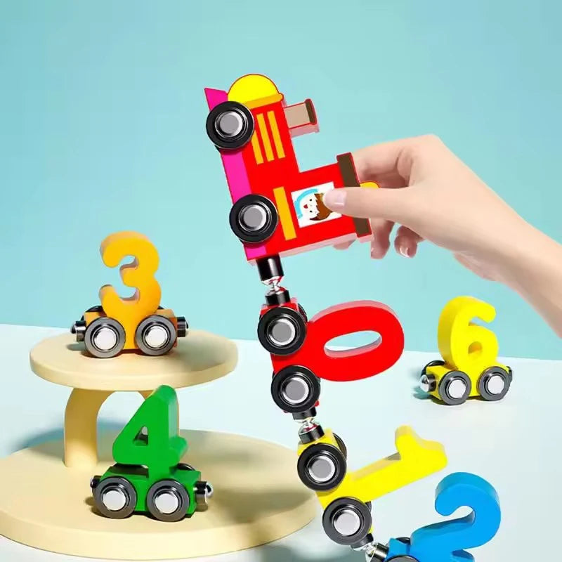Ensemble de Train pour tout-petits, activités d'apprentissage, ensemble de Train éducatif pour tout-petits, Puzzle de Train numérique magnétique en bois