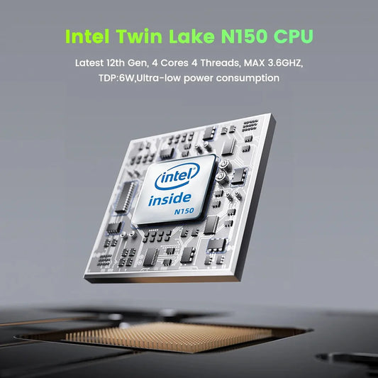 YCTipc Intel N150 Mini PC de jeu Windows 11 Pro Mini PC DDR4 8GB/16GB 1000M M.2 2280 SSD VGA Tri-affichage ordinateur de bureau