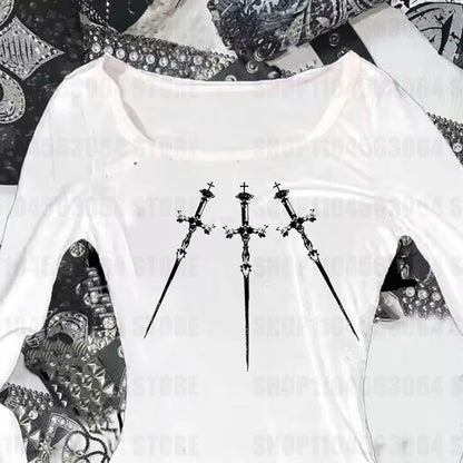 Y2k – T-Shirts avec graphiques gothiques Vintage Harajuku pour femmes, vêtements avec esthétique Harajuku Emo Girl des années 2000