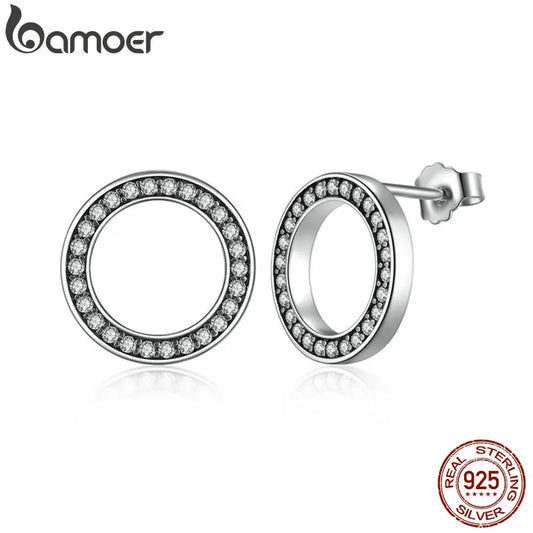 BAMOER  boucles d'oreilles rondes en argent Sterling