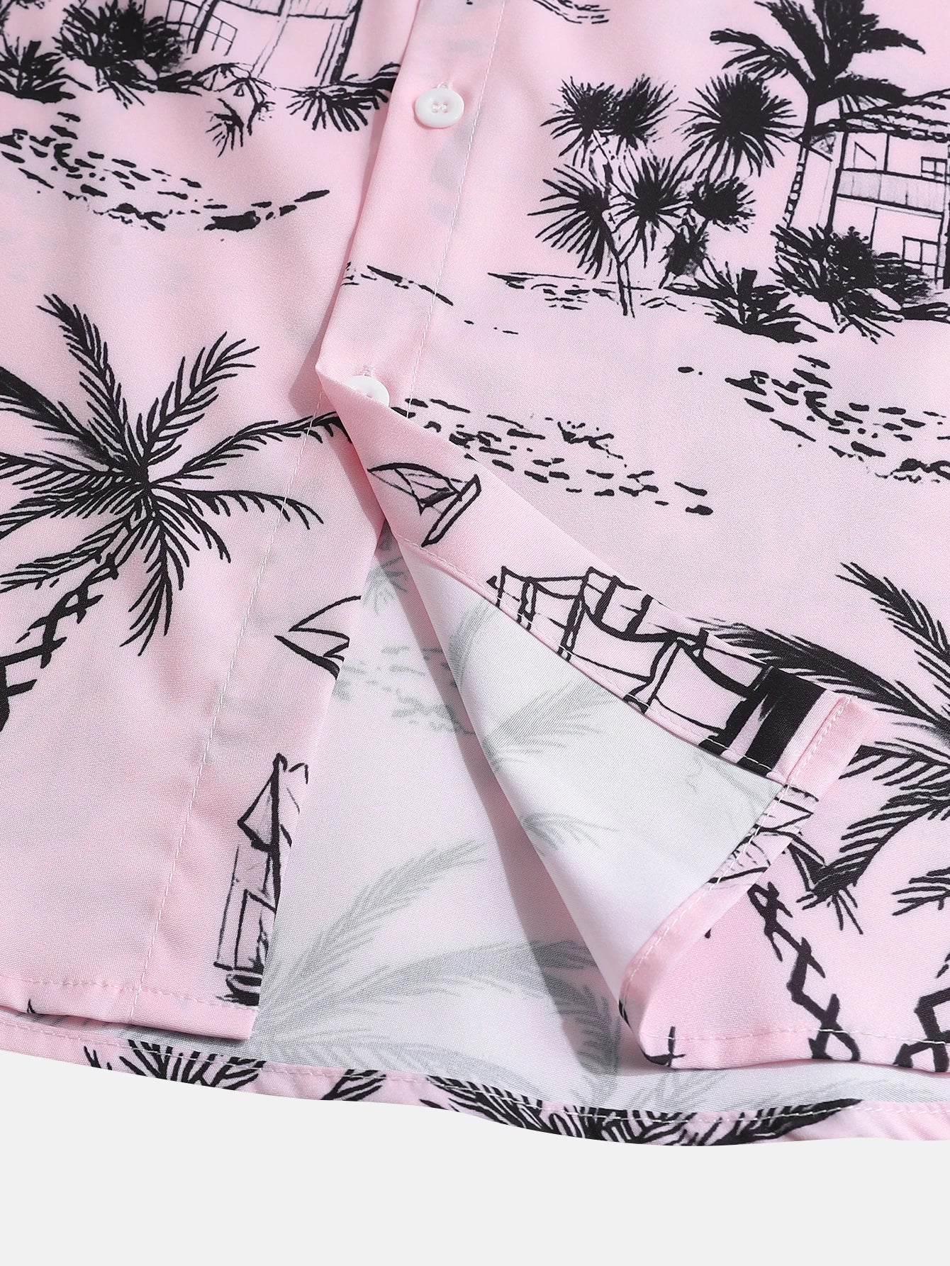 Chemise hawaïenne d'été à manches courtes pour hommes, motif de feuilles tropicales, boutonnée, revers
