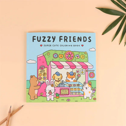 FUZZY FRIENDS Livre de coloriage mignon et confortable pour adultes et adolescents avec des créatures adorables dans des moments Hygge confortables pour la relaxation