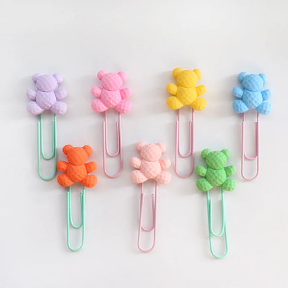 7 pièces/lot Kawaii ours coloré trombone décoratif signet classeur fichier Clips école bureau papeterie accessoires
