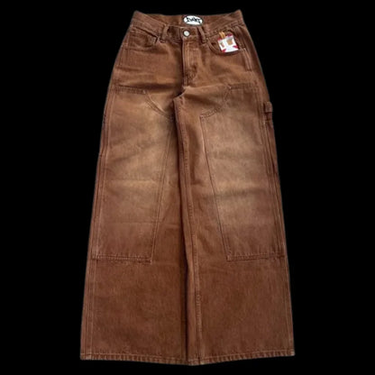 Streetwear Vintage bijou strass jean Y2K vêtements hommes femmes Hip Hop lavé Baggy jean taille basse pantalon à jambes larges