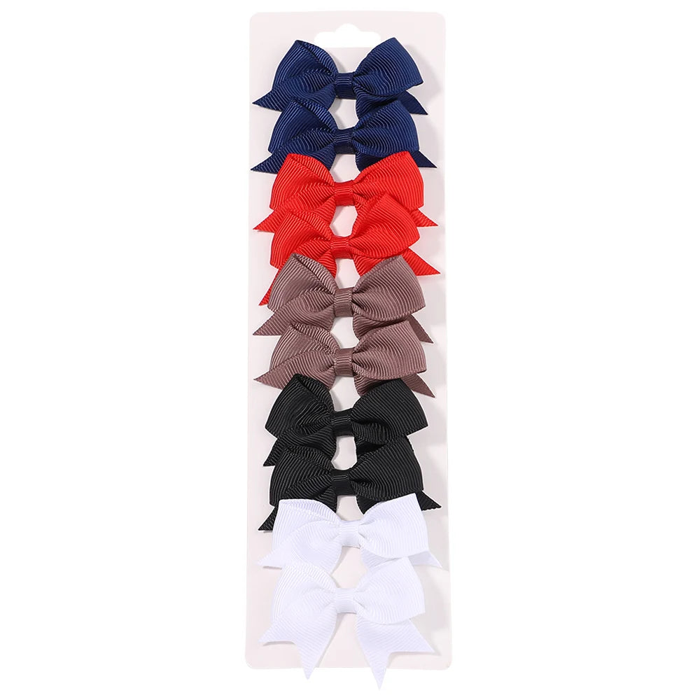Pinces à cheveux avec nœuds pour enfants, couleur unie, pour bébés filles, ruban fait à la main, épingle à cheveux, Barrettes, accessoires pour cheveux du nouvel an, 10 pièces/ensemble