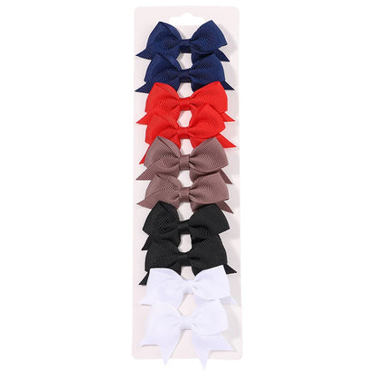 Pinces à cheveux avec nœuds pour enfants, couleur unie, pour bébés filles, ruban fait à la main, épingle à cheveux, Barrettes, accessoires pour cheveux du nouvel an, 10 pièces/ensemble