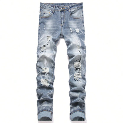 Mode hommes jean pantalon Stretch bleu jean moulant pour hommes décontracté coupe ajustée Denim pantalon Style coréen homme pantalon jean