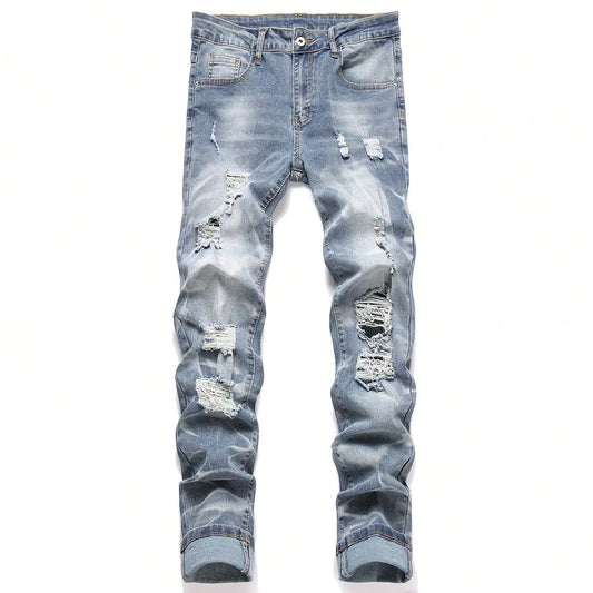 Mode hommes jean pantalon Stretch bleu jean moulant pour hommes décontracté coupe ajustée Denim pantalon Style coréen homme pantalon jean
