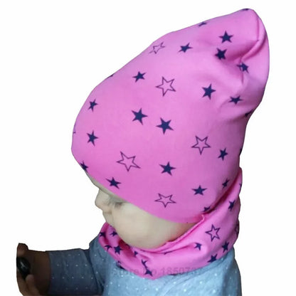 Chapeau en coton imprimé étoile pour bébé, casquette pour tout-petits, écharpe pour bébé, bonnet pour enfants, chapeaux pour garçons et filles, automne et hiver