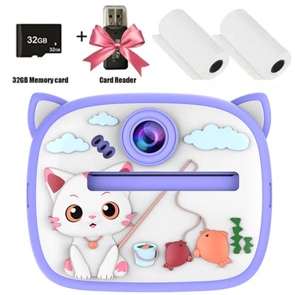 Appareil photo numérique pour enfants impression instantanée pour enfants impression thermique lapin caméra impression Photo instantanée caméra vidéo jouets + 32G mémoire C