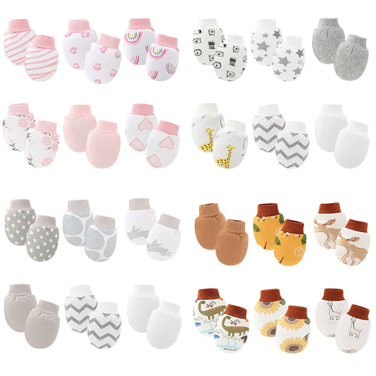 Gants de Protection pour nouveau-né, 6 paires/lot, mitaines pour bébé garçon, en coton doux, anti-rayures, imprimés de dessins animés, fournitures pour nourrissons filles
