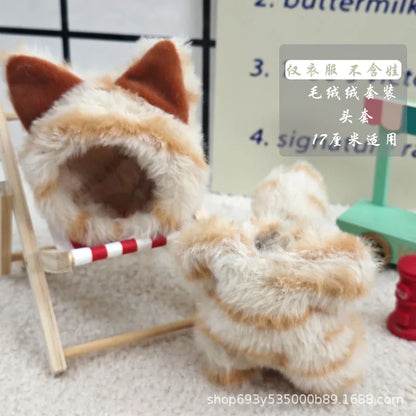 Nouveau pour Labubu tissu transfiguration Kawaii chat 17 cm Velcro poupée mignon habiller peluche jouet vêtements fille cadeau