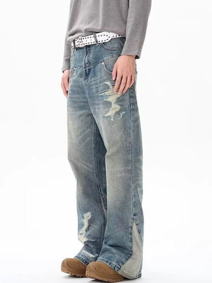 Trashy Y2K 2000S Vintage bleu Patchwork Baggy empilé déchiré jean pantalon pour femmes Designers vêtements décontracté dame Denim pantalon