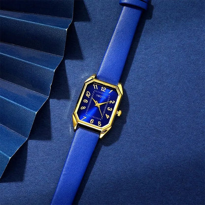 montre-bracelet à quartz femmes montres bleu classique Simple femme ensemble de bijoux