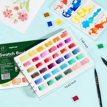 LIGHTWISH – livre d'échantillons d'aquarelle, 12 feuilles détachables 100% coton, 36 espaces, 300 g/m2/140 lb pour aquarelle, Gouache, pastels à l'huile