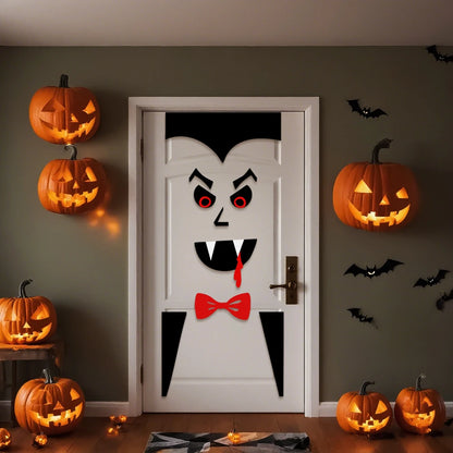 Décorations d'Halloween autocollants de porte de chambre décor de fenêtre squelette main citrouille bricolage autocollants de fenêtre fantôme diable sorcière chapeau décor