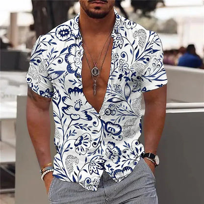 AMP Tree-Chemise hawaïenne imprimée en 3D pour hommes, chemise de plage pour hommes, chemisier à manches courtes, chemises en Y à la mode, 3XL, 2023