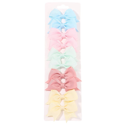 Pinces à cheveux avec nœuds pour enfants, couleur unie, pour bébés filles, ruban fait à la main, épingle à cheveux, Barrettes, accessoires pour cheveux du nouvel an, 10 pièces/ensemble