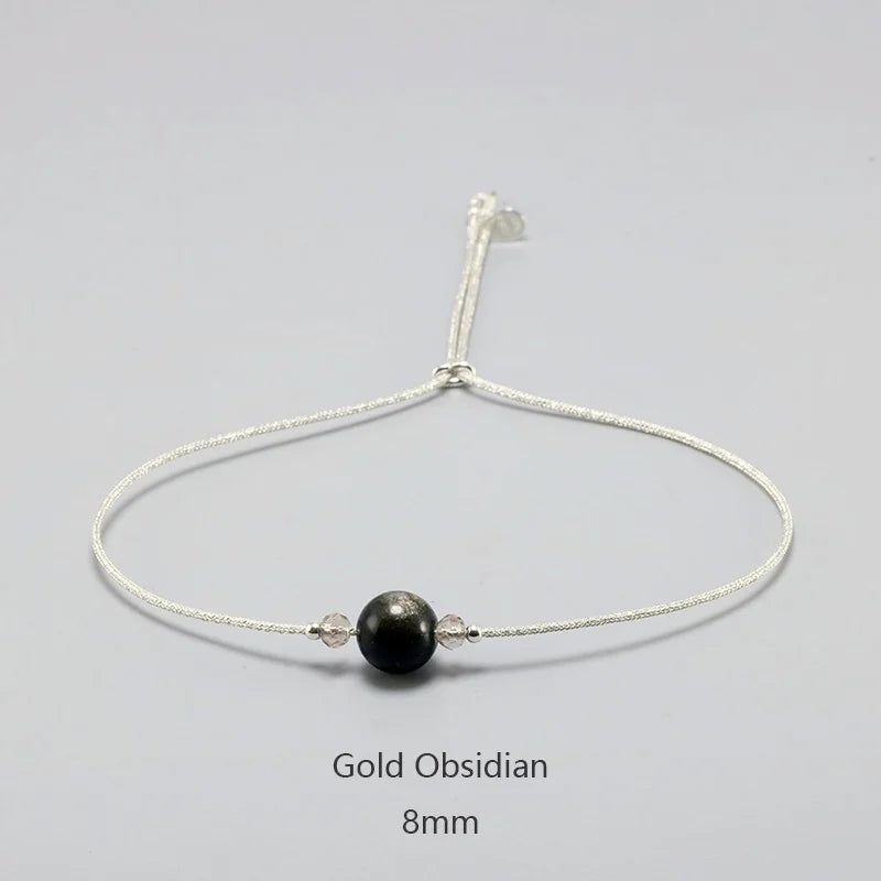 Bracelet en pierre de lune fait à la main, corde fine avec cristal naturel, perles en argent Sterling 925, Bracelets personnalisés pour femmes