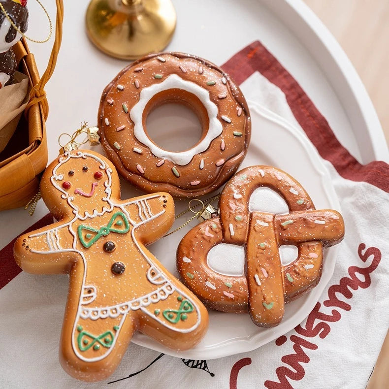 Décor de noël créatif bonhomme en pain d'épice Biscuit crème glacée pendentif arbre de noël père noël ornement suspendu joyeux noël 2025