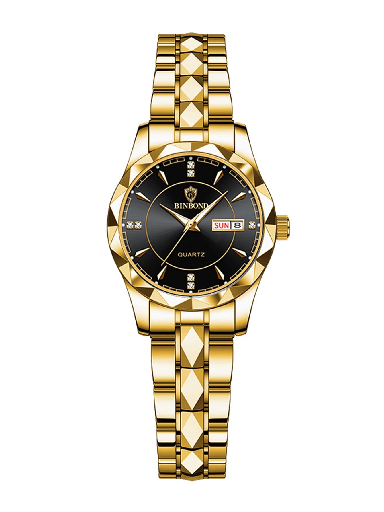 BINBOND montres  en acier inoxydable montre à Quartz étanche lumineux Date