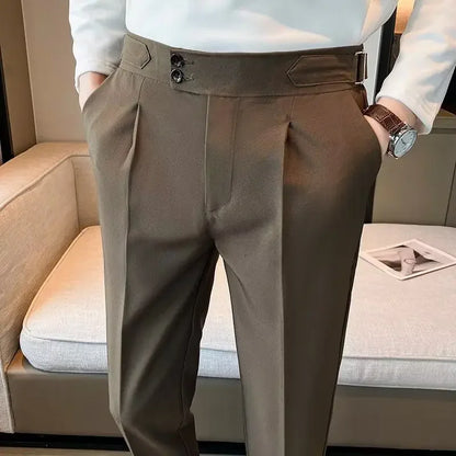 FjPlus-Pantalon à Jambes Larges pour Homme, Vêtement Formel, de Luxe, Fin, Décontracté, Tissu de Travail, Grande Taille, Gris, Été, Offre, 2024