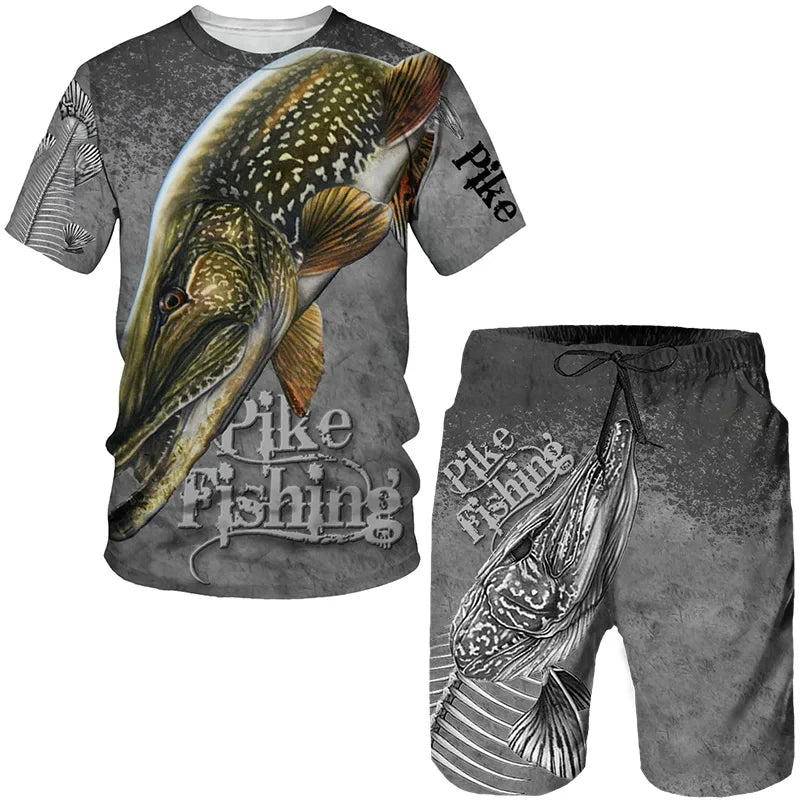 Été pêche bataille camouflage impression 3D hommes T-Shirts ensembles Harajuku mode T-Shirt Shorts deux pièces ensemble pull décontracté survêtement