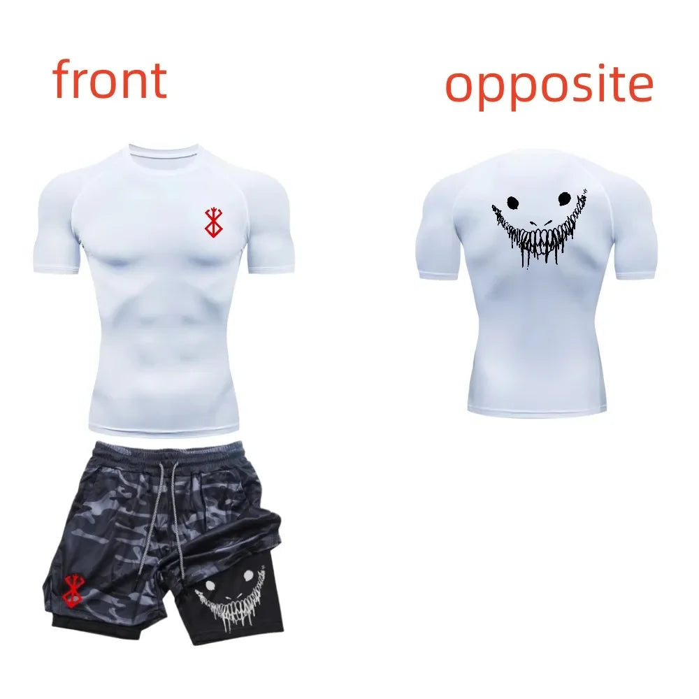 Ensemble de fitness décontracté à la mode pour hommes, vêtements de sport à séchage rapide, shorts + chemise, ensemble 2 pièces, course à pied, entraînement, été