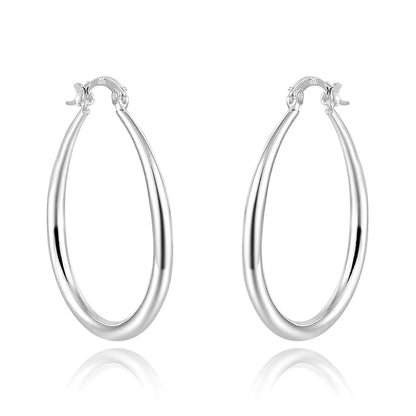 Boucles d'oreilles créoles géométriques simples en argent regardé 925 pour femmes, boucles d'oreilles cercle losange, bijoux de déclaration de mariage, mode