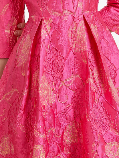 Robe de luxe femmes mode élégante robe Jacquard fête florale femmes vêtements soirée robe Vintage robes formelles