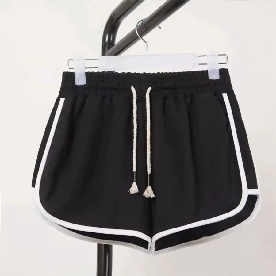 Mode été Shorts décontracté és femme Stretch taille haute Shorts femme noir blanc ample plage Sexy court S-XXL