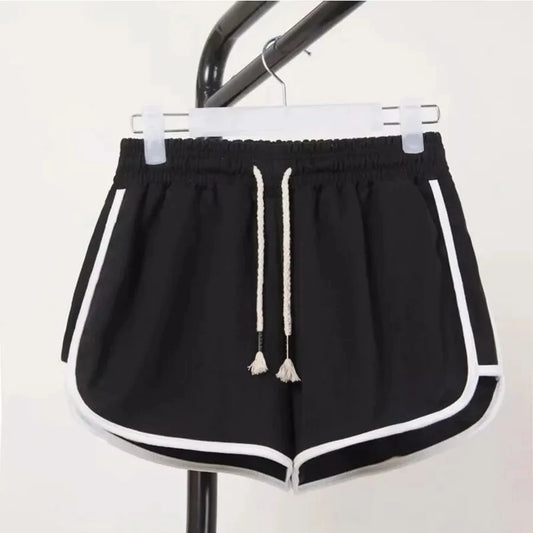 Mode été Shorts décontracté és femme Stretch taille haute Shorts femme noir blanc ample plage Sexy court S-XXL