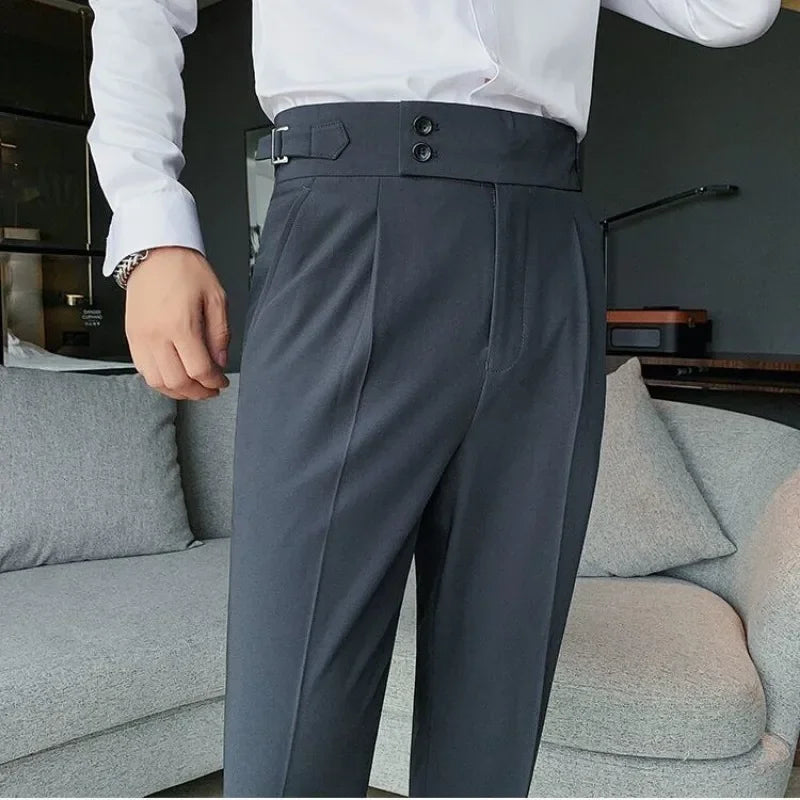 FjPlus-Pantalon à Jambes Larges pour Homme, Vêtement Formel, de Luxe, Fin, Décontracté, Tissu de Travail, Grande Taille, Gris, Été, Offre, 2024