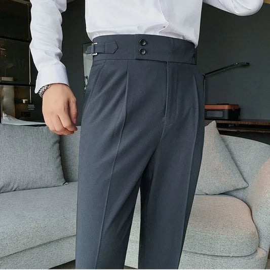 FjPlus-Pantalon à Jambes Larges pour Homme, Vêtement Formel, de Luxe, Fin, Décontracté, Tissu de Travail, Grande Taille, Gris, Été, Offre, 2024