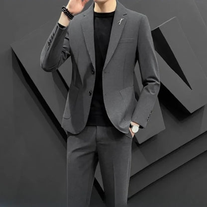 Costumes habnommée et blazers pour hommes, ensemble de tenues formelles pour hommes, mode décontractée, olympiques élégants, grandes tailles, mode de cérémonie, tendances, gris, 2 pièces