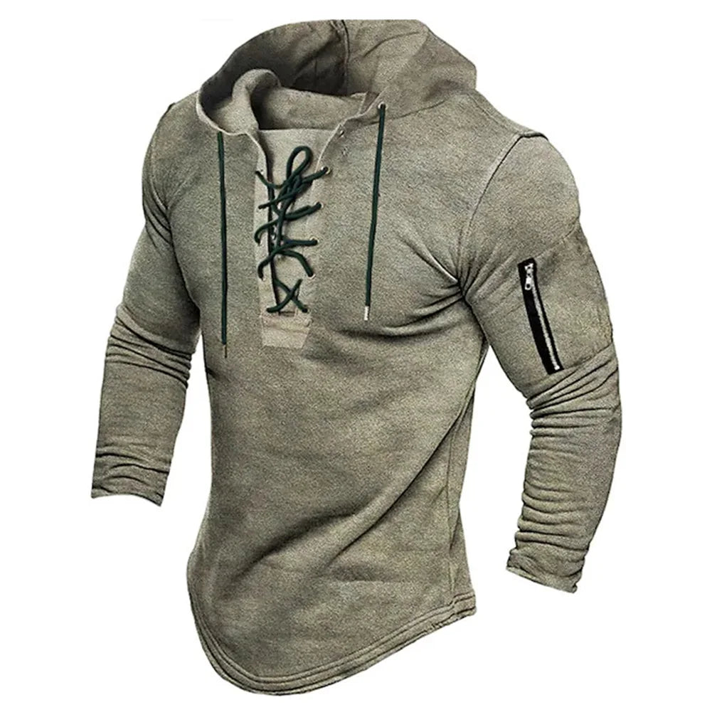 Sweat-Shirt à Lacets pour Homme, Pull Solide, Fermeture Éclair, Confortable, Décontracté, Vacances, dehors, observateur